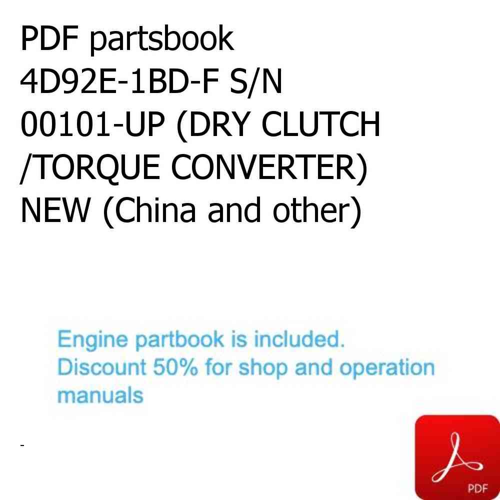PDF partsbook 4D92E-1BD-F S/N 00101-UP (DRY CLUTCH /TORQUE CONVERTER) NEW (China and other)
