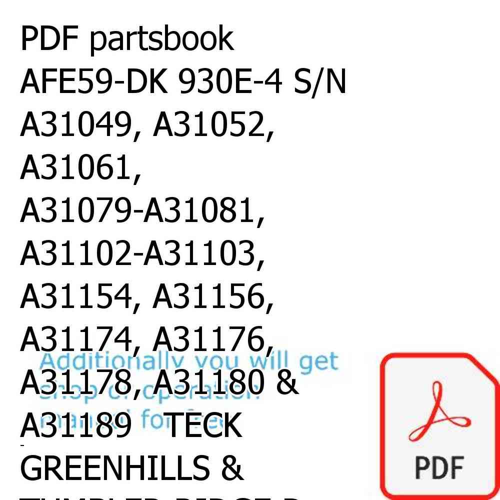 PDF partsbook AFE59-DK 930E-4 S/N A31049, A31052, A31061, A31079-A31081, A31102-A31103, A31154, A31156, A31174, A31176, A31178, A31180 & A31189   TECK GREENHILLS & TUMBLER RIDGE Dump Trucks Komatsu