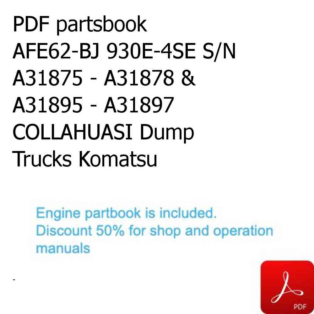 PDF partsbook AFE62-BJ 930E-4SE S/N A31875 - A31878 & A31895 - A31897  COLLAHUASI Dump Trucks Komatsu