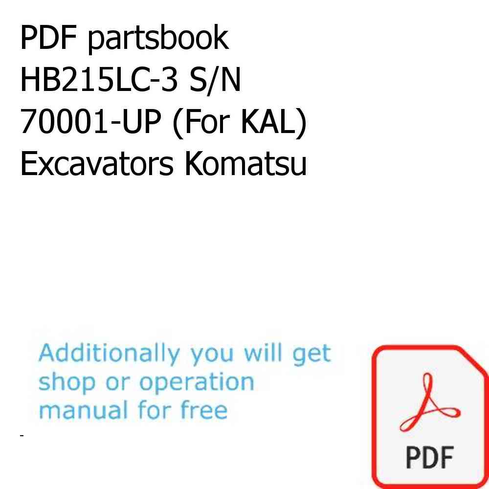 PDF partsbook HB215LC-3 S/N 70001-UP (For KAL) Excavators Komatsu