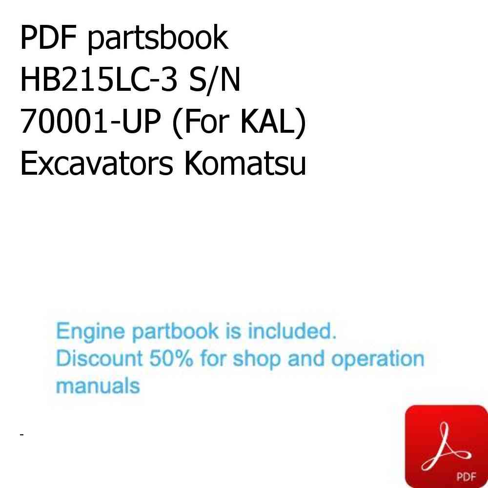 PDF partsbook HB215LC-3 S/N 70001-UP (For KAL) Excavators Komatsu