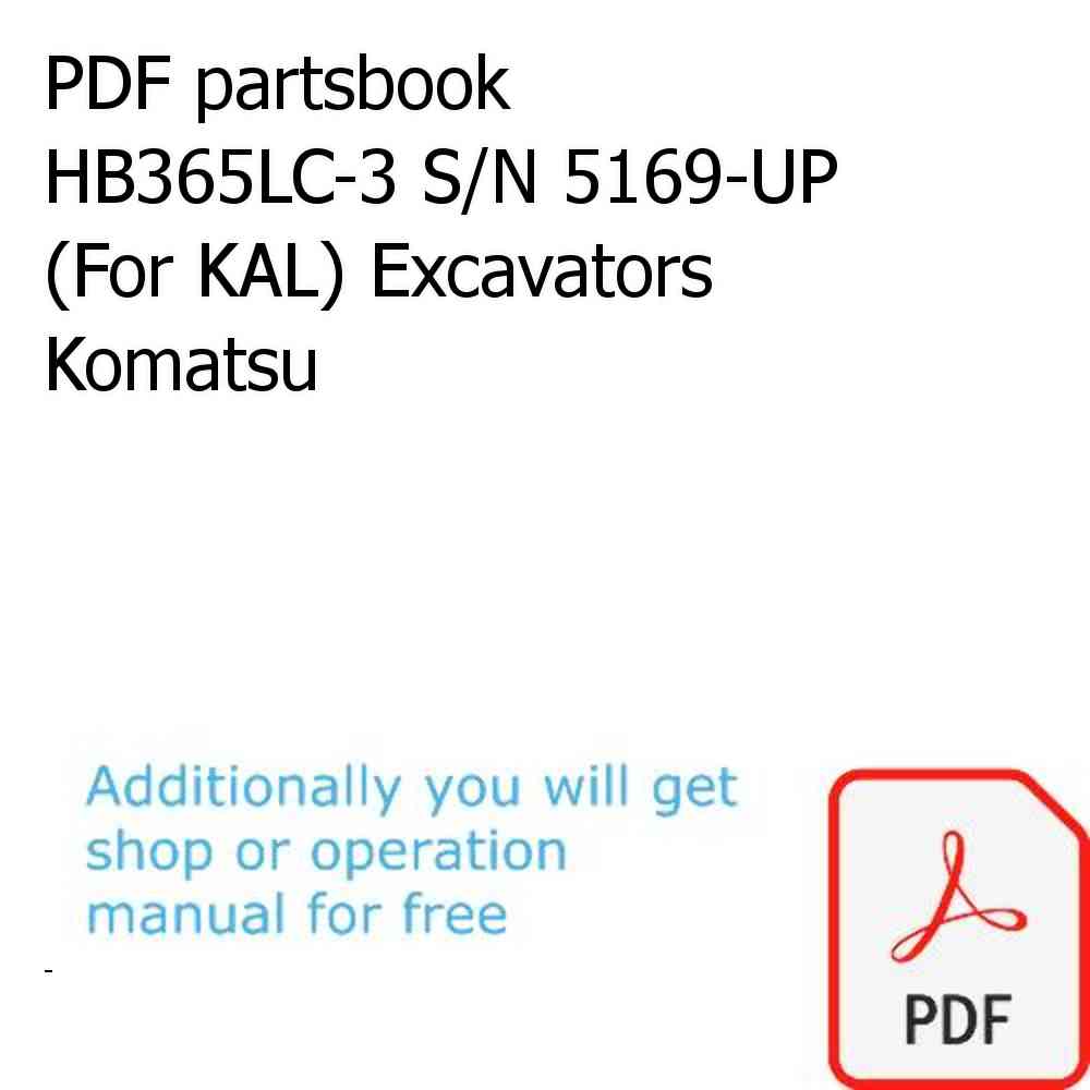 PDF partsbook HB365LC-3 S/N 5169-UP (For KAL) Excavators Komatsu