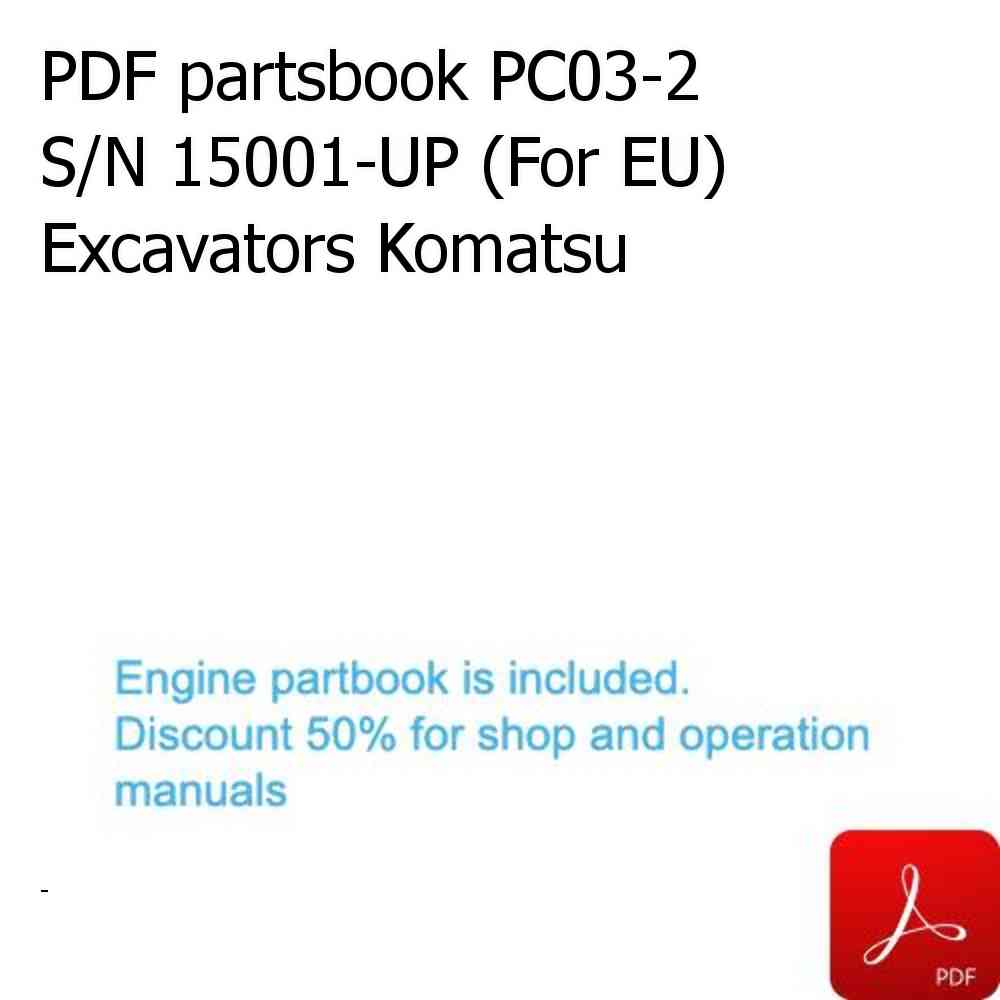 PDF partsbook PC03-2 S/N 15001-UP (For EU) Excavators Komatsu