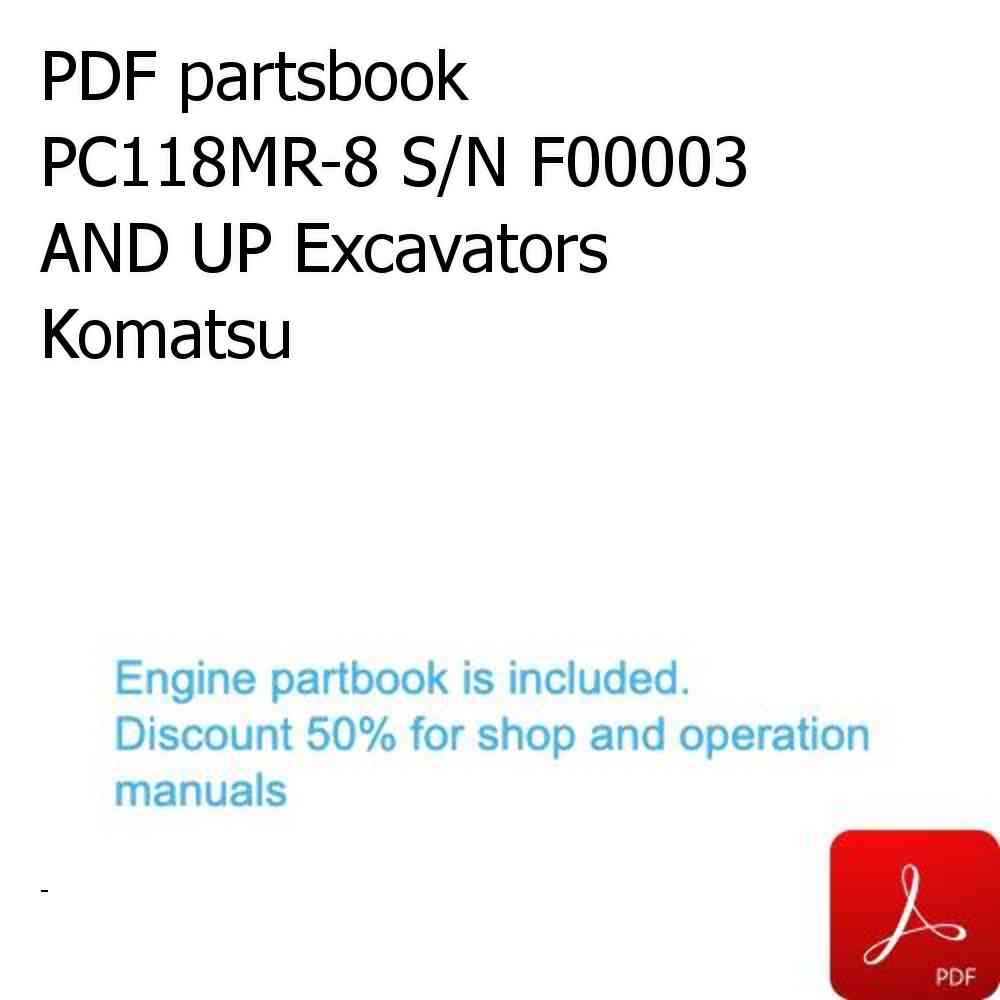PDF partsbook PC118MR-8 S/N F00003 AND UP Excavators Komatsu