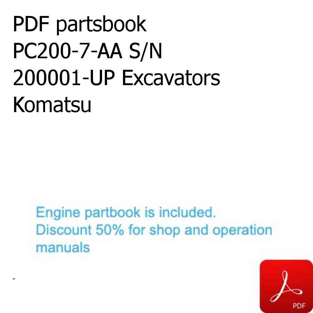 PDF partsbook PC200-7-AA S/N 200001-UP Excavators Komatsu