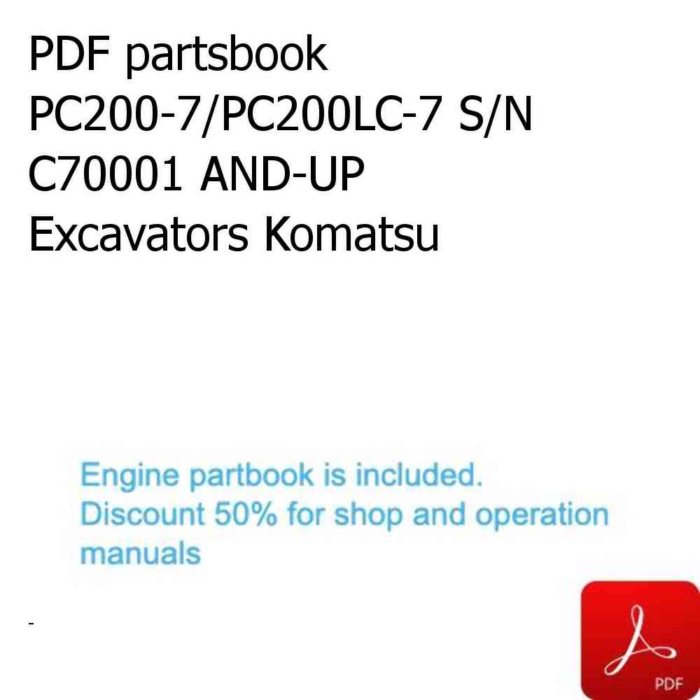 PDF partsbook PC200-7/PC200LC-7 S/N C70001 AND-UP Excavators Komatsu