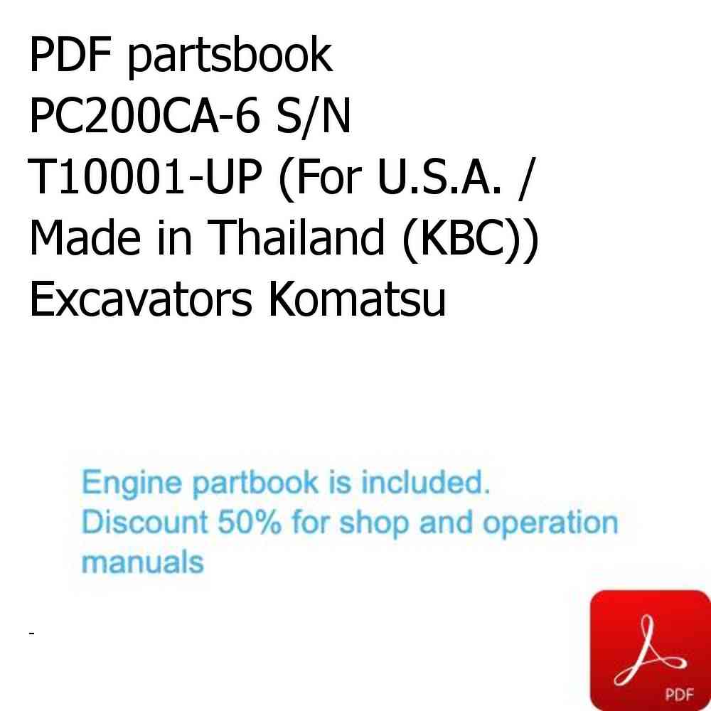 PDF partsbook PC200CA-6 S/N T10001-UP (For U.S.A. / Made in Thailand (KBC)) Excavators Komatsu