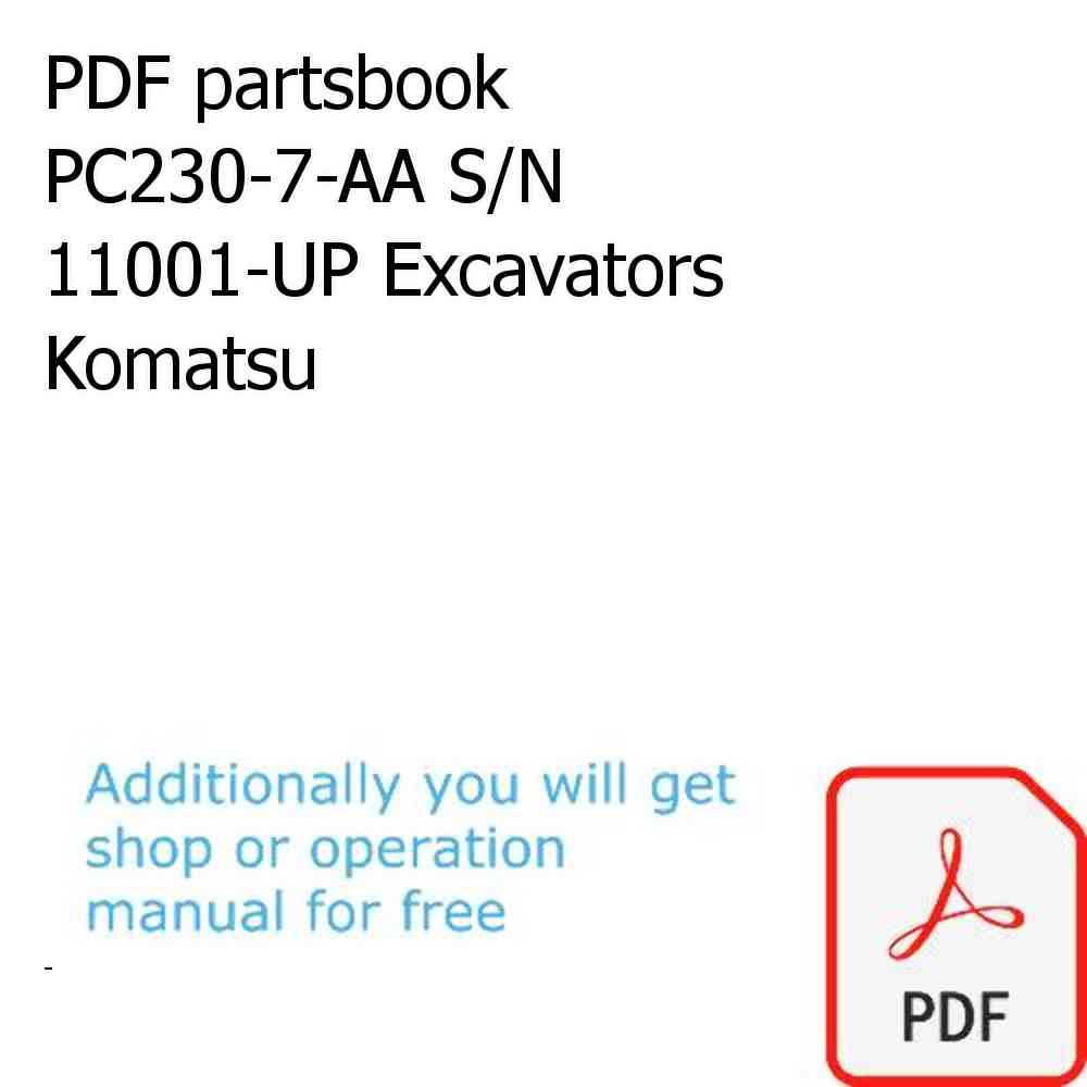 PDF partsbook PC230-7-AA S/N 11001-UP Excavators Komatsu