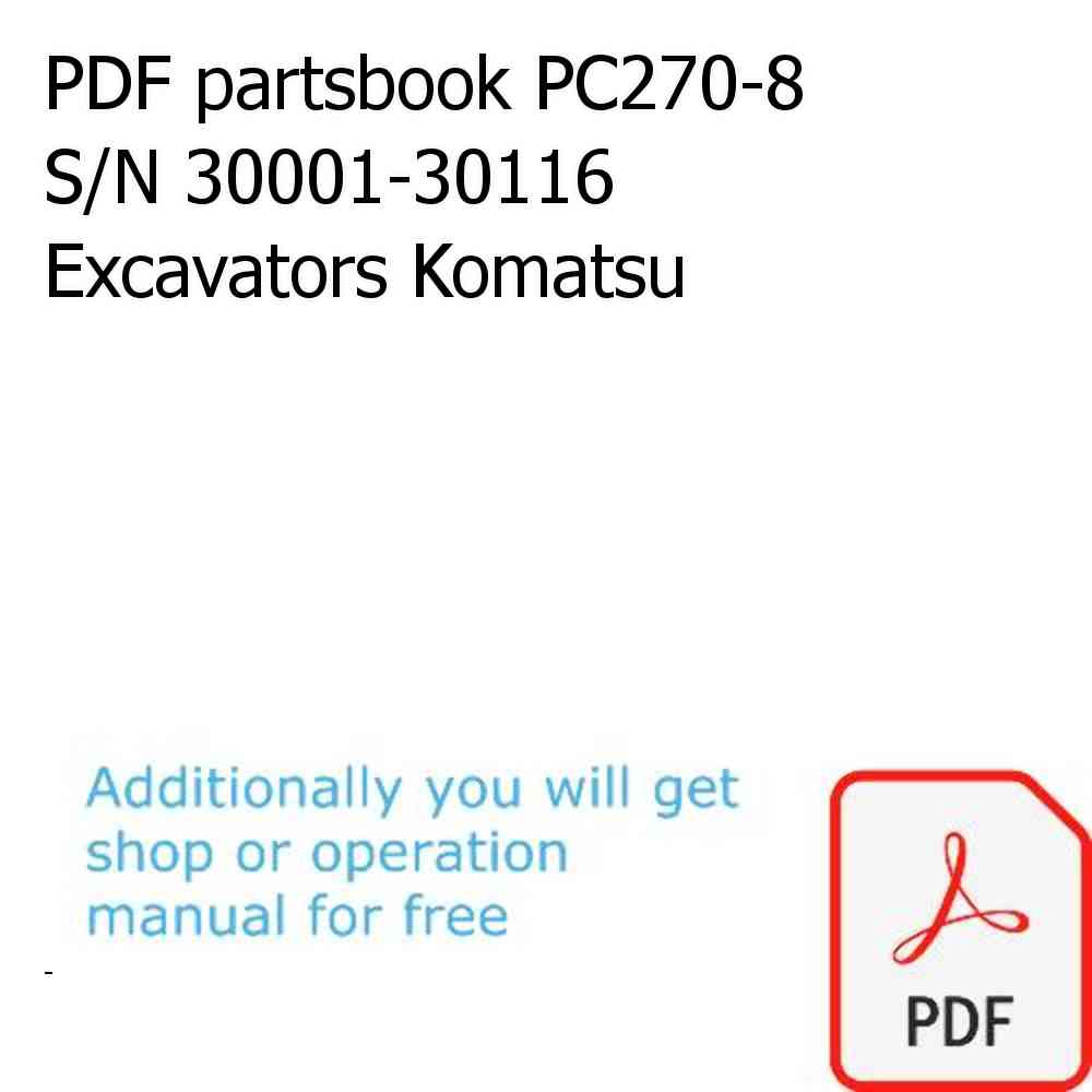PDF partsbook PC270-8 S/N 30001-30116 Excavators Komatsu