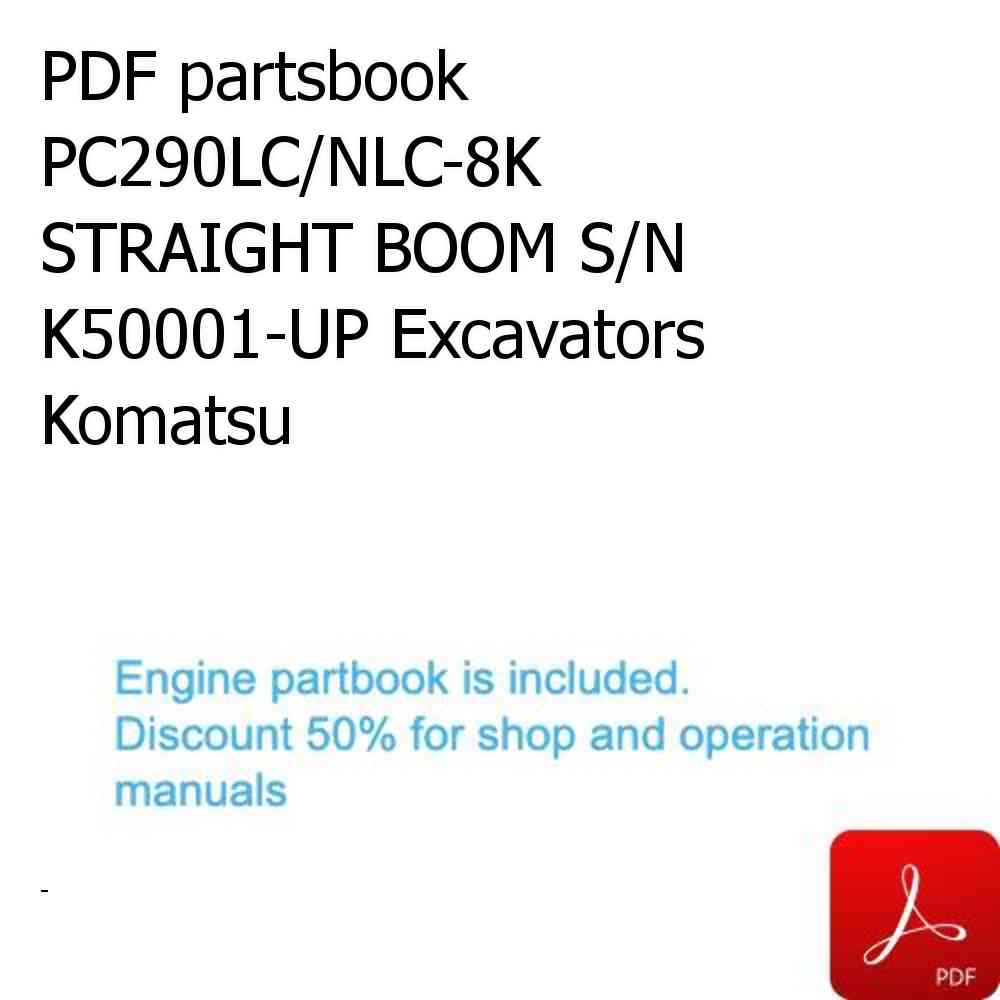 PDF partsbook PC290LC/NLC-8K STRAIGHT BOOM S/N K50001-UP Excavators Komatsu