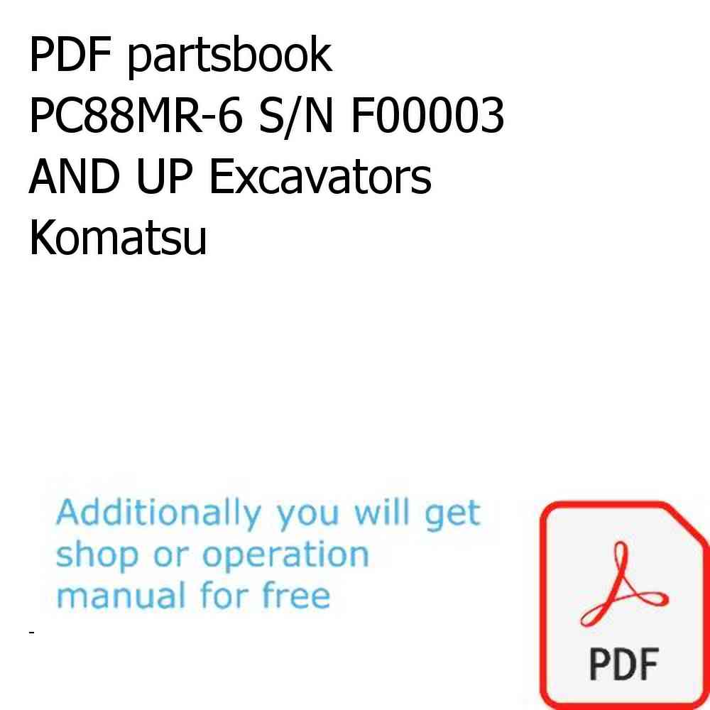 PDF partsbook PC88MR-6 S/N F00003 AND UP Excavators Komatsu