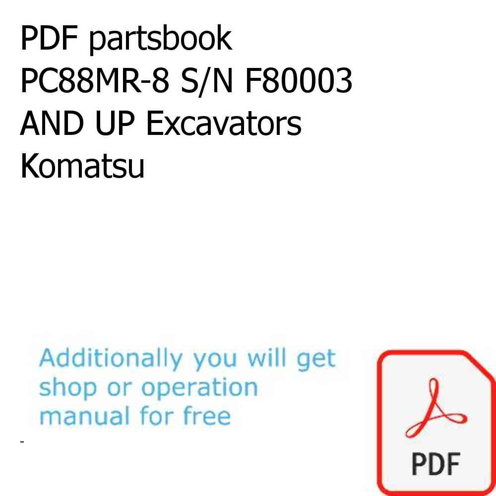 PDF partsbook PC88MR-8 S/N F80003 AND UP Excavators Komatsu