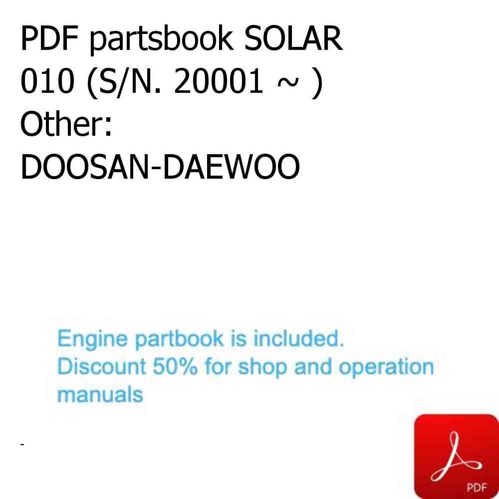 PDF partsbook SOLAR 010 (S/N. 20001 ~ ) Other: DOOSAN-DAEWOO